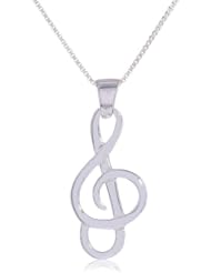 Sterling Silver Musical Note Pendant Necklace, 18"