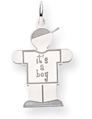 14k White Gold Kid Charm