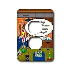 Londons Times Health and Vanity Trends Cartoons - Trailer Park Feng Shei - Light Switch Covers - 2 plug outlet cover