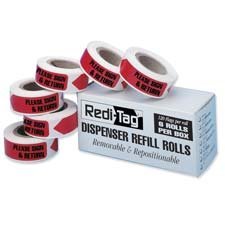 Redi-Tag 91037 Please sign & return red arrow flag dispenser refill, 6 120-flag rolls/box