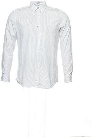 Calvin Klein Men's Long Sleeve Stripe Dobby Shirt, White, Small