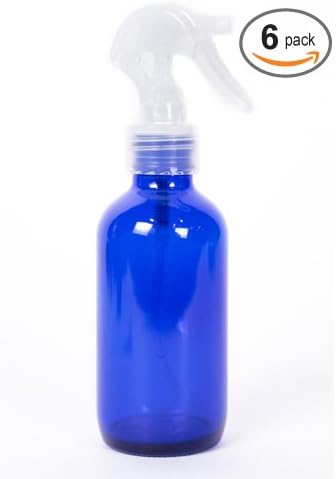 ZenXoilz 4oz - 6 Pack Blue Glass Bottle with Trigger Sprayer for Aromatherapy Oils