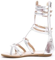 New Women's Rhinestones Peep Toe Gladiator Flat Sandal SILVER 10