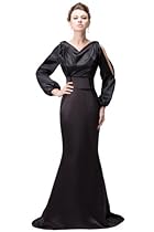 Hot Sale Herafa Long sleeve Mermaid Evening Gowns Sweep Length Train Black Size:18