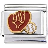 BASEBALL and GLOVE Italian Charm