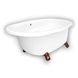 American Bath Factory B4-72-WW-RH-NH-M2-45-OC Caspian Whirlpool Clawfoot Bathtub in White, Armada Fe