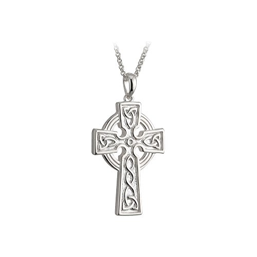 SolvarSolvar Men’s Celtic Cross Necklace Sterling Silver 2 Sided 20 Inches Chain Irish Made
