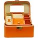 Genuine Orange Leather Jewelry, Watch Box Case with Removable Travel Tray