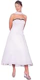 Polysatin Tube A Line Tea Length w/Contrast Band w/Rhinestone Trim Evening Dress + Scarf