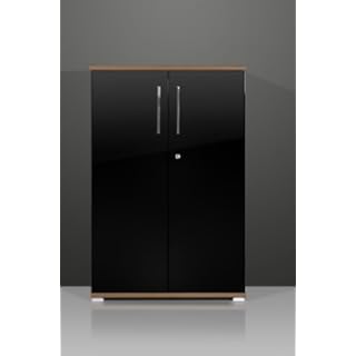 Aktenschrank Riga 3 Ordnerhöhen (Farbe: walnußfarben/schwarz Hochglanz)