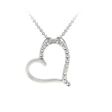 Sterling Silver 1/10th Carat Diamond Asymmetrical Heart Pendant, 18"
