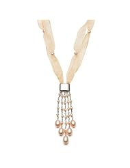 Sterling Silver 3-8mm Peach Freshwater Pearl Necklace with Matching Ribbon