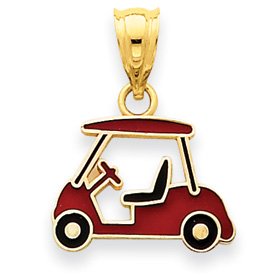 14k Enameled Golf Cart Charm