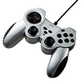 【サンワサプライ.】USBゲームパッド（シルバー）デジタル・アナログ操作が可能な中型12ボタン JY-P70US デュアルコントロール