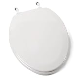 Comfort Seats C1B4E2-00WP Deluxe Molded Wood Toilet Seat with White Hinges, Elongated, White