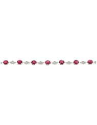 8" 6.65CTW 14K White Gold Genuine Natural Ruby and Diamond Bracelet