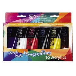 Speedball. Acrylic Paint Set, 2-1 2 Oz. Tubes, 6 Per Set by Speedball