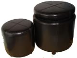 Rounder Set of 2 Brown - Ottoman Round Tray Storage