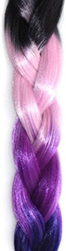 Stepupgirl 24 Inch Black Pink Purple Ombre Color Synthetic Big Afrika Amerika Mengepang Rambut Jumbo Braid with Calendar Card