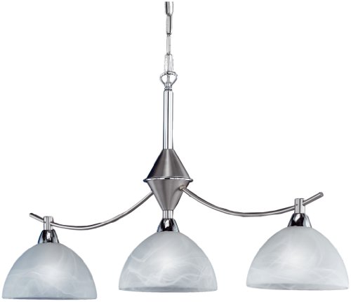 Honsel Leuchten 77733 Pendelleuchte mattnickel/chrom Glas alabasterfarbig wei&szlig;