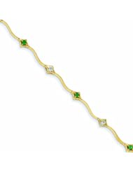Genuine 14K Yellow Gold Diamond And Emerald Round Bracelet 4 Grams Of Gold 100% Satisfaction Guaranteed.