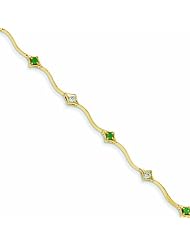0.4 Carat 14K Gold Diamond and Emerald Round Bracelet