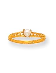 MadiK® Collection 14K Yellow Gold Genuine Pearl Birthstone Baby Ring Size 3