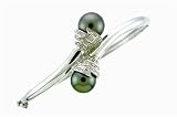 Ladies 0.19ct Diamond and 10mm Pearl Bangle Bracelet