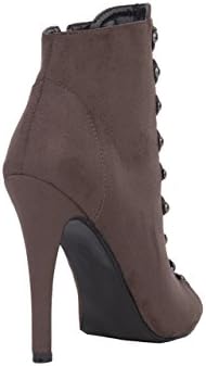 AKIRA Black Label Lace Up Peep Toe Jordan Booties - Coffee Suede in Size 7