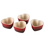 Le Creuset Stoneware 8-Ounce 4-Piece Heart Ramekin Set, Red