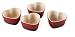 Le Creuset Stoneware 8-Ounce 4-Piece Heart Ramekin Set, Red