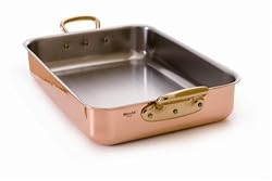 Mauviel M'Heritage M150B 6536.30 6-Quart, 12-by-9-Inch Rectangular Roasting Pan, Brozne Handle