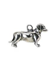 Sterling Silver 18" .8mm Wide Box Chain Necklace With 3D Turned Head Daschund Dog Breed Animal Pendant