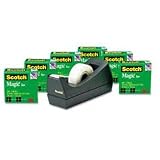 Kitchen & Housewares : Scotch 810K6C38 Scotch Magic Tape 6 Roll Value Pack with C38 Black Dispenser, 3/4 x 1000