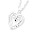 Sterling Silver Hearts With Dove Necklace 18"