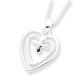 Sterling Silver Hearts With Dove Necklace 18"