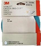 3M Stikit Green Corps Disc, 6 in, Grade 80D, Pack of 5 Discs