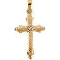 14K Yellow Gold Diamond Cross Pendant