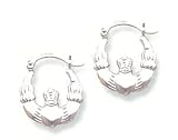 14kt White Gold Irish Celtic Claddagh Earrings