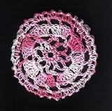 Pink Multi Floral Crocheted Hair Bun Cover- LARGE