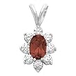 14K White Gold Mozambique Garnet and Diamond Pendant