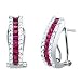 2 1/8 Carat Ruby & Diamond 14k White Gold Fashion/Hoop Earrings