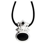 Sterling Silver Onyx Slide Pendant with 17" Leather Necklace