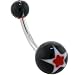 Jewelry : psychedelich Black STAR Acrylic Belly Button Ring