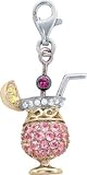 Tropical Drink Charm, 14K Two Tone Gold with Diamonds
