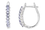 7/8 Carat Tanzanite 14K White Gold Hoop Earrings