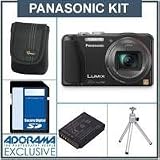Panasonic LUMIX DMC-ZS20 14.1MP Digital Camera Kit - Black - with 16 GB SD Memory Card, Camera Case, Table Top Tripod, Spare Battery MW BC-G10