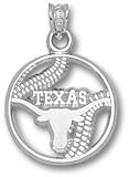 Texas Longhorns Solid Sterling Silver ''TEXAS'' Longhorn Pierced Baseball Pendant