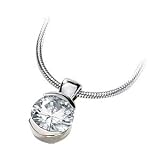 14K White Gold Created Moissanite Pendant