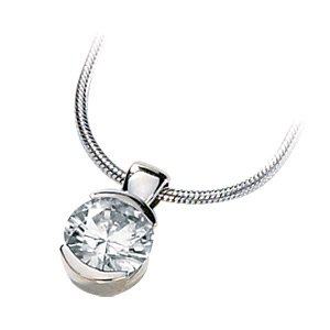 14K White Gold Created Moissanite Pendant